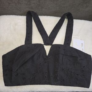NWT Commense Black Eyelet Cropped Bustier Top